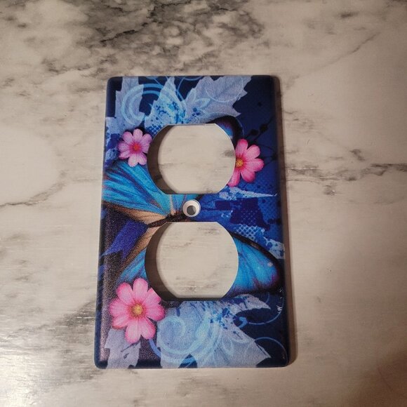 Other - Flower Floral Outlet Covers single one hole screw, Pink Blue White 2.75" x 4.5"